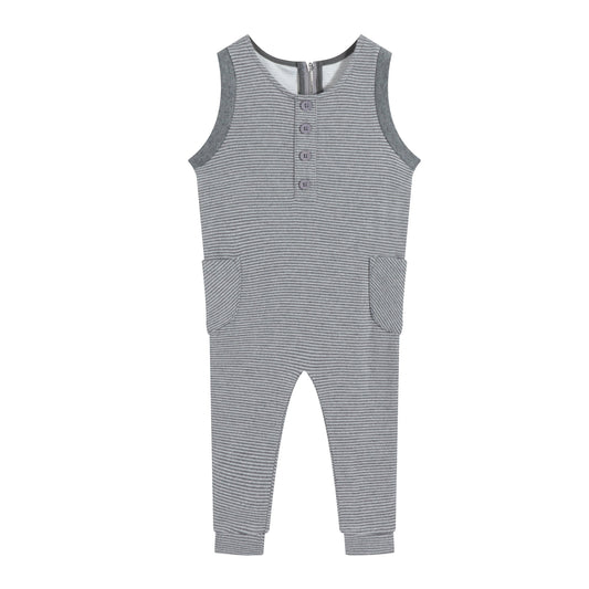 Striped Heather Boys Romper