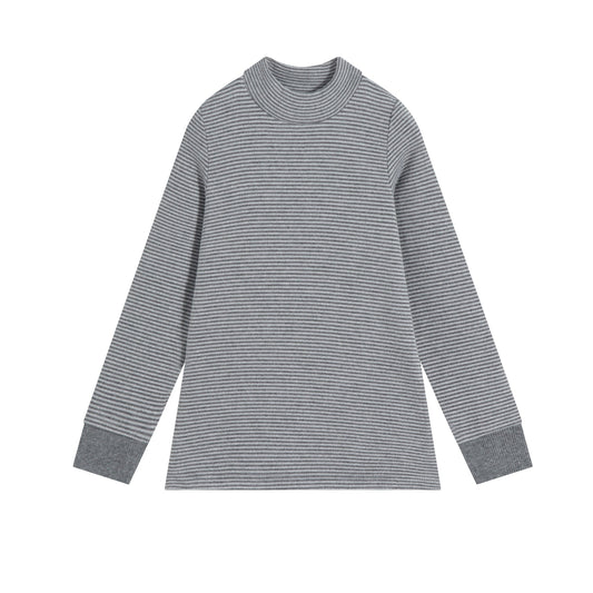 Striped Heather Mock Neck