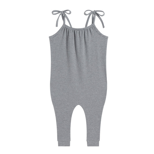 Striped Heather Girls Romper